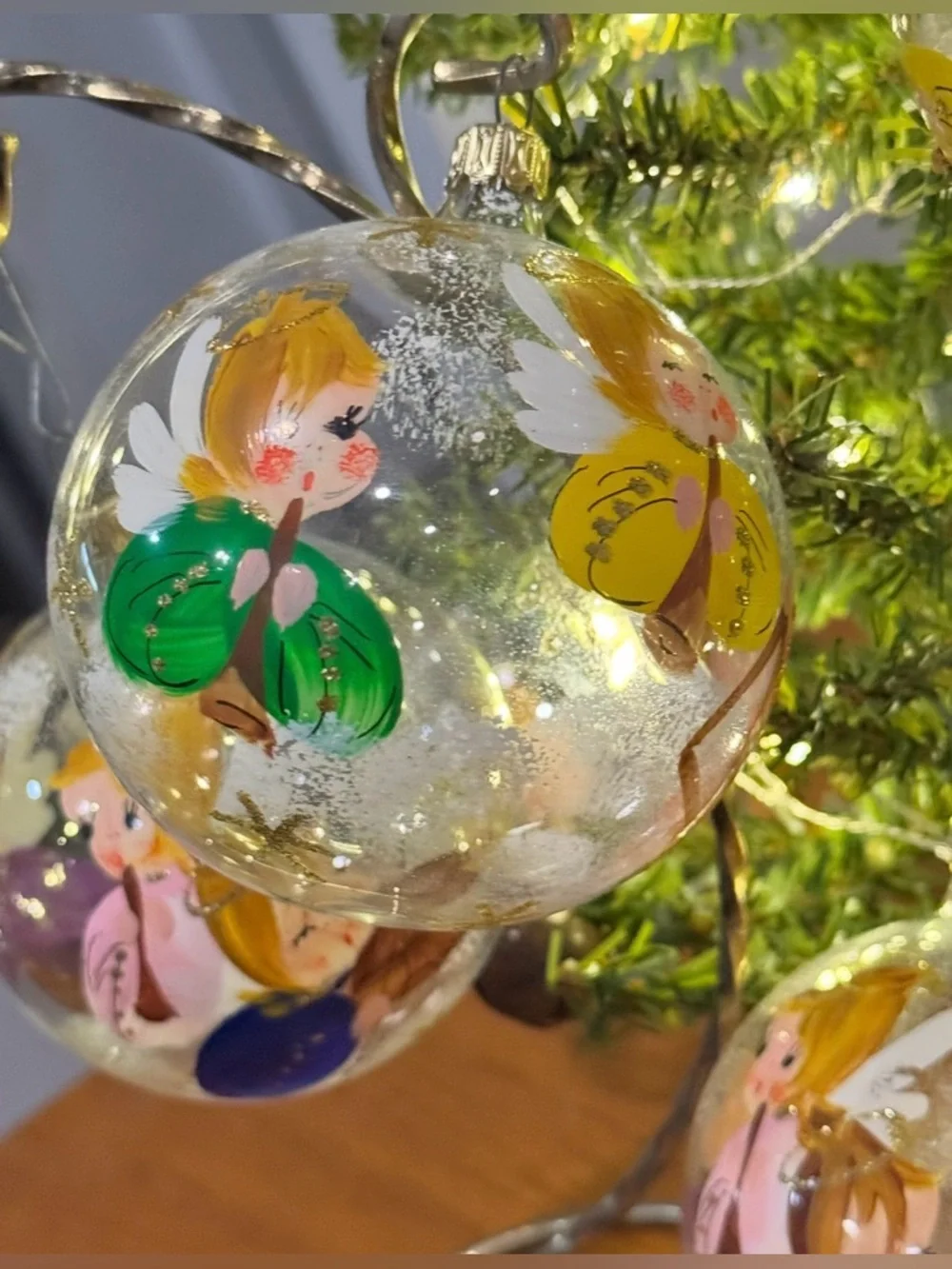 Vintage Hand-Painted Glass Angel Musician Christmas Ornaments – Set of 6